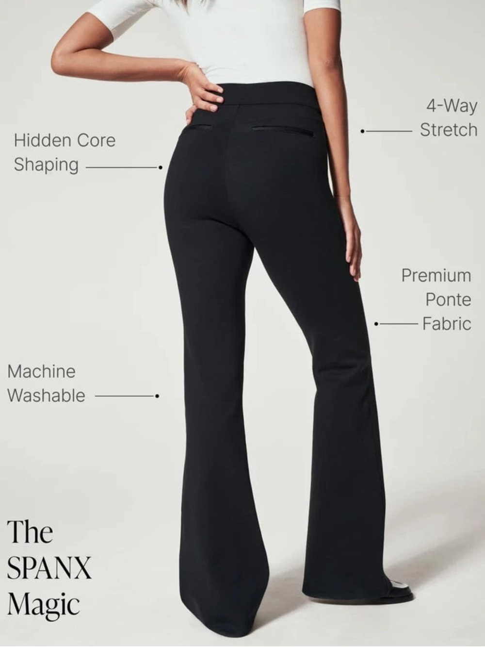 Spanx Super Smooth Perfect Fit Ponte Flare Pant Size Small Petite - Picture 9 of 16